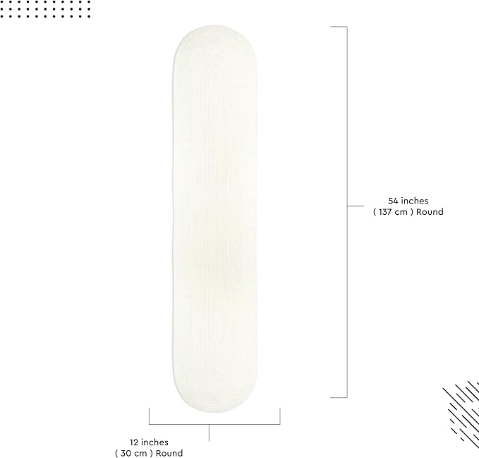 Encasa XO Dining Table Runner, Handmade Ribbed Cotton 12"x54" Off White | 100% - Image 6