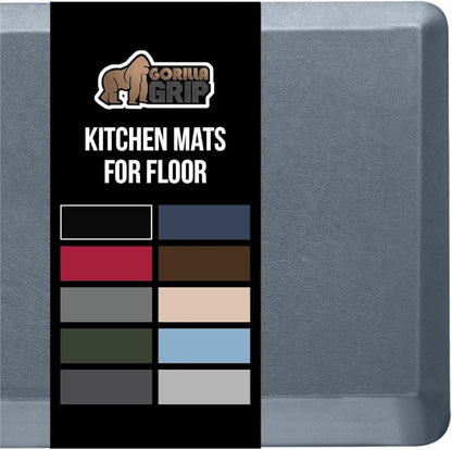 GORILLA GRIP Comfortable Cushioned Kitchen Mats for Floor, Waterproof and Stain Resistant Soft Top, 3/4 Inch Thick Ergonomic Standing Desk Anti Fatigue Mat, Foam Supports Ankles, Feet, 20x32, Charcoal