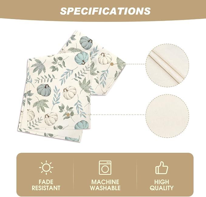 Artoid Mode 210 GSM Fall Table Runner 13x48 Inch Home Party Decor | Blue - Image 5
