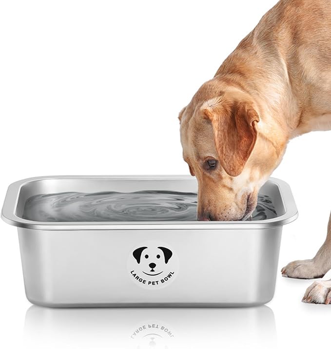 Stainless Steel Dog Bowls for Large Dogs, High Capacity Metal Dog Food Bowls by GIXSEGIE
