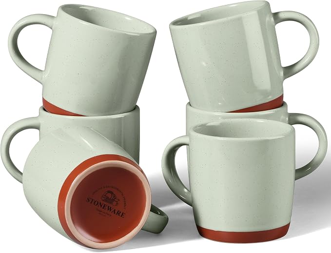 E-far Ceramic Coffee Mug Set of 6, 12oz Stoneware Coffee Cup by E-far