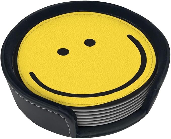 Smiley Face Coasters Set 6 Happy Face Coaster | - Image 2