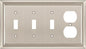 Henne Bery Sunken Pearls Heavy Duty Decorative Wall Plate Switch Plate Outlet Cover (Triple Toggle/Single Duplex, Satin Nickel)