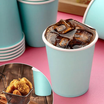 75 Pack 8 oz Disposable Paper Cups, Paper Coffee Cups- Blue | Hot Coffee Cups - Image 4