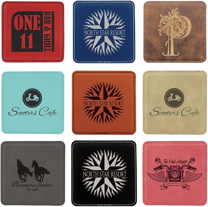 Custom Engraved Coasters | Personalized Leather Coaster | Set of 6 | Drink - Image 3