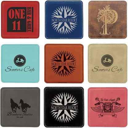Custom Engraved Coasters | Personalized Leather Coaster | Set of 6 | Drink - Image 3