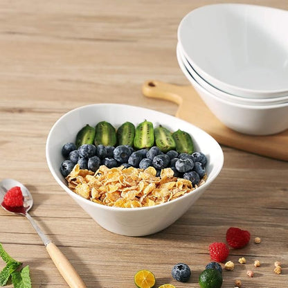 Buyajuju Porcelain Salad Bowls, 38 Ounce pasta bowls set of 4, 8 inch White - Image 6