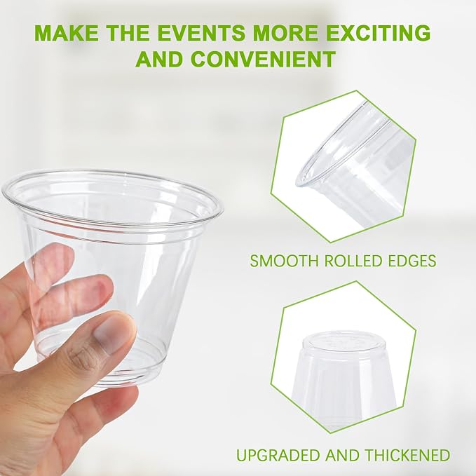 Clawsoff 300 Pack 9 oz Clear Plastic Cups Disposable Plastic Cocktail Cups | - Image 3