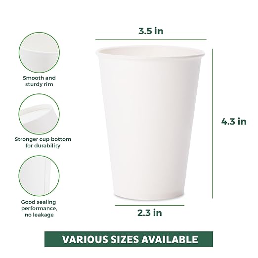 Freshware Coffee Cups 12 oz Disposable Paper Cups - Image 3