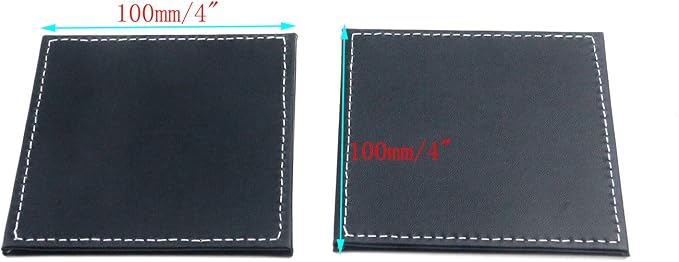 Semetall Drink Coasters 6 Pcs Premium PU Leather Square Coasters 4"x4"x0.2" | - Image 2