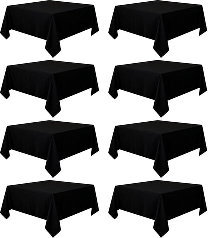8 Pack Black Square Tablecloth 70 x 70 Washable Polyester Table Cloth for Square or Round Tables, Wrinkle Resistant Fabric Decorative Covers for Dining Party Banquet Buffet and Wedding
