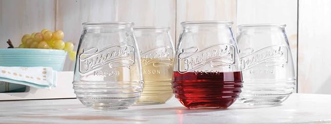 Glaver's Stemless Wine Glasses 21 Oz. Set Of 4 Original Mason Vintage Goblet - Image 3
