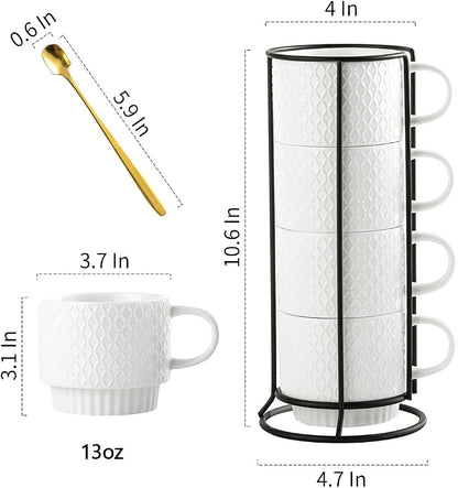 Gomakren Stackable 13oz Coffee Mugs Set of 4 - Image 4