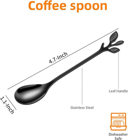 AnSaw Elegant Black Leaf Coffee Spoons - Image 2