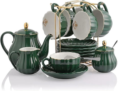 Sweejar British Royal Porcelain Tea Set, 8 OZ Cups & Saucer Service by Sweejarco1949