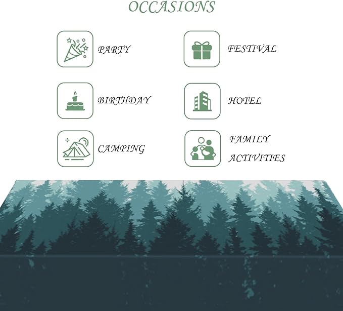 70x140 Inch Nature Rectangular Tablecloth Forest Silhouette Painting Table Cloth Waterproof Durable Table Cover for Picnic Indoor Gaming Room Decor