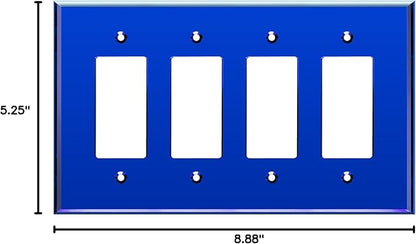 LIDER Reflective Acrylic Decorator Wall Plate, Mirrored Light Switch Plate, Plexiglass Outlet Cover, Acrylic Glass, Oversized 4-Gang 5.25" x 8.88", LWP-34O-ABL, Blue