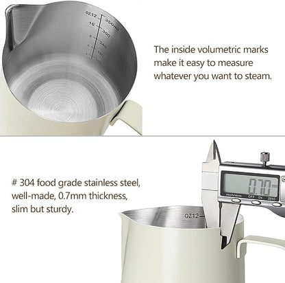 HOOMIL Milk Frothing Pitcher, 12oz/20oz/32oz 304 Stainless Steel | Steaming - Image 3