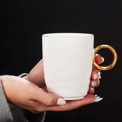 Chulan 12 oz Fine Bone China White Coffee Mugs - Image 2