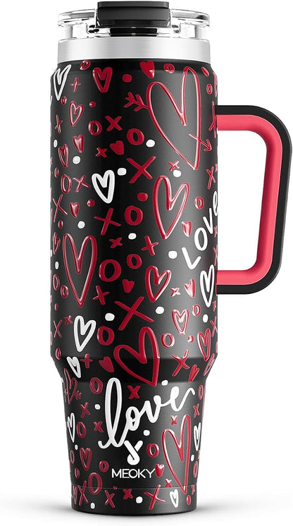 Meoky 40 oz Tumbler with Handle and Straw, Insulated Tumbler with Lid and Straw by MEOKY