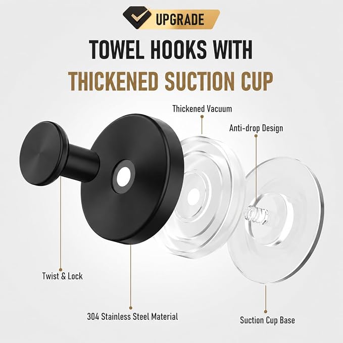 Suction Cup Hooks for Shower, Shower Hooks for Inside Shower, No Drill Bathroom - Image 3