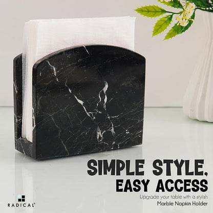 Radicaln Marble Napkin Holder 5.5" Inch Black Handmade Serviette Holder - Image 3