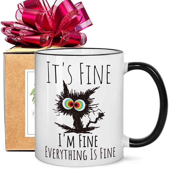 FALJIOK Funny Cat Coffee Mug Gifts by FALJIOK