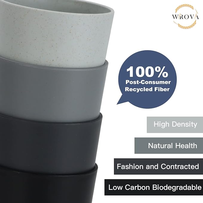 Wrova Wheat Straw Cups 8 PCS Good Alternative to Plastic Cups 20 oz Unbreakable - Image 4