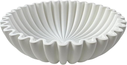 Large Decorative Bowl,White Decorative Bowls for Home Decor - Ruffle Decor - Fluted Bowl - Scalloped Bowl-Stylish Key for Entry Table