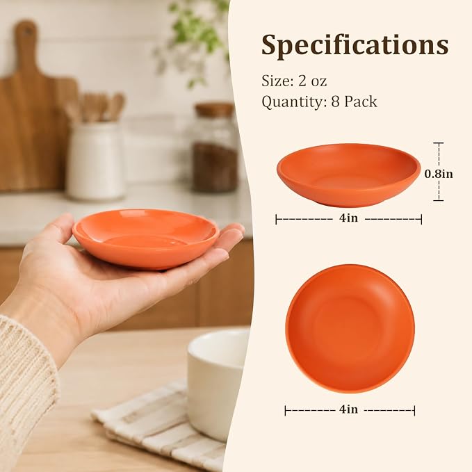 PYRMONT Wheat Straw Dipping Bowls 2 Oz Soy Sauce Dish 8 Pcs Small Bowls - Image 2