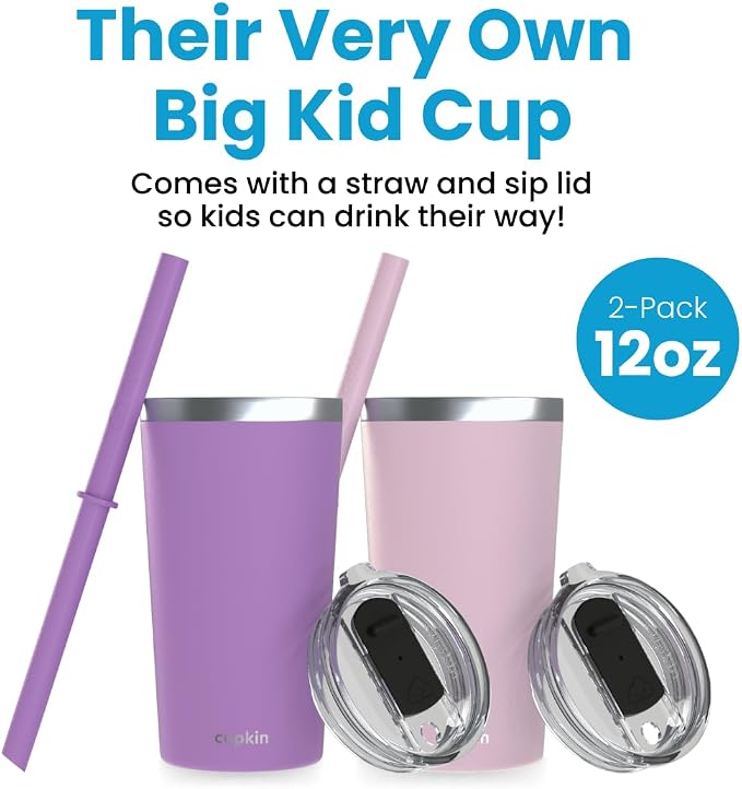 CUPKIN Toddler Tumblers, The Original 12 oz Stackable Stainless Steel Cups - Image 2