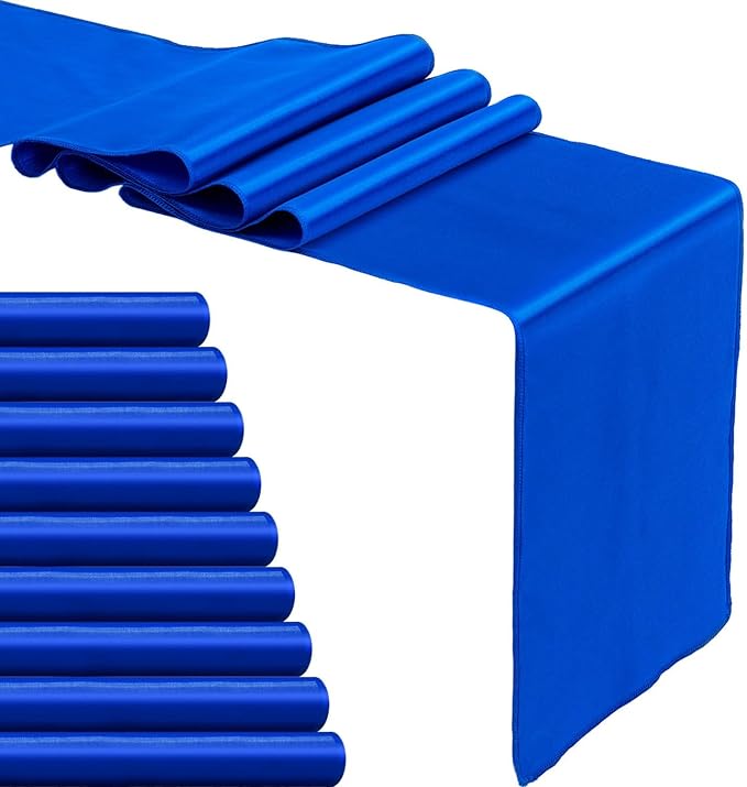 10-Pack Royal Blue Satin Table Runner 12 x 108 Inch Long Bright and Smooth Silk - Image 8