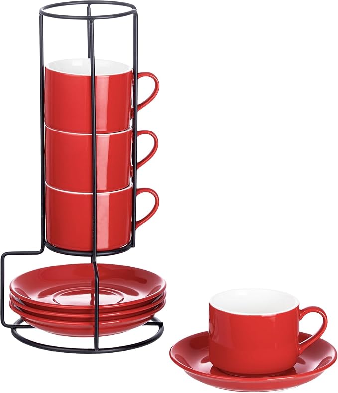 Espresso Cups Set of 4, 4oz Stackable Coffee Cups by MEICHU
