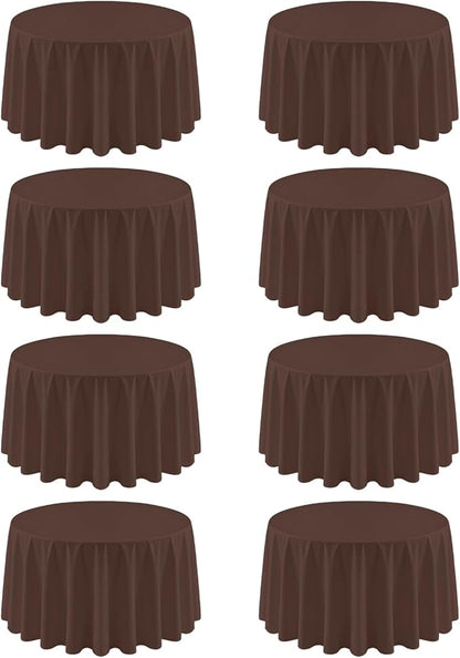 8 Pack Round Tablecloth 90 Inch Brown Tablecloth for Round Tables, Washable Polyester Table Cloth Stain and Wrinkle Resistant Decorative Table Cover for Wedding Party Dining Banquet