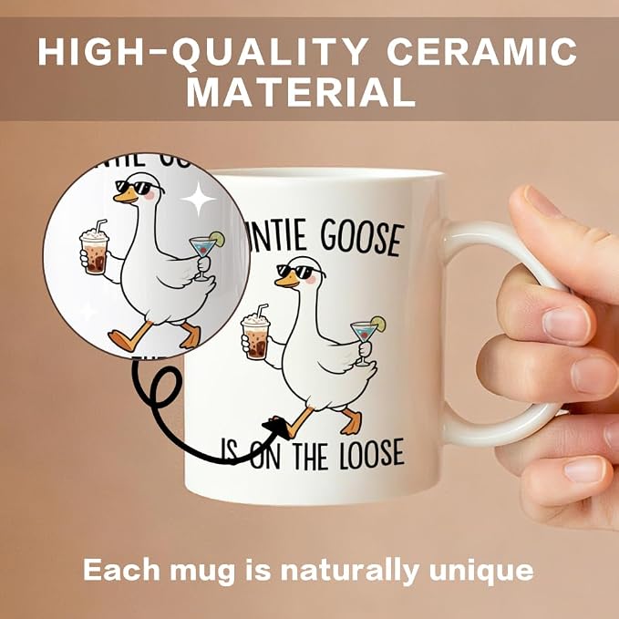 Auntie Goose Is on the Loose 11 oz Funny Ceramic Coffee Mug | Silly Goose - Image 3