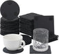 40 Pack 4 Inch Slate Coasters, Black Stone Coasters with Anti-Scratch Bottom, Ideal for Home Decor, Bar, Housewarming Gifts, and Laser Engraving KUKLIPJIM