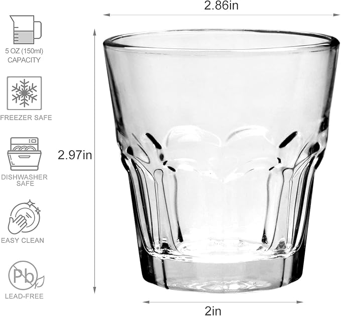 4.5oz Rock Bar Stackable Beverage Glasses – Set Of 8 Drinking Glasses | - Image 2