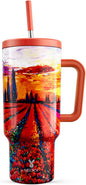 Meoky 40 oz Tumbler with Handle and Straw: Stainless Steel Insulated Tumbler by MEOKY