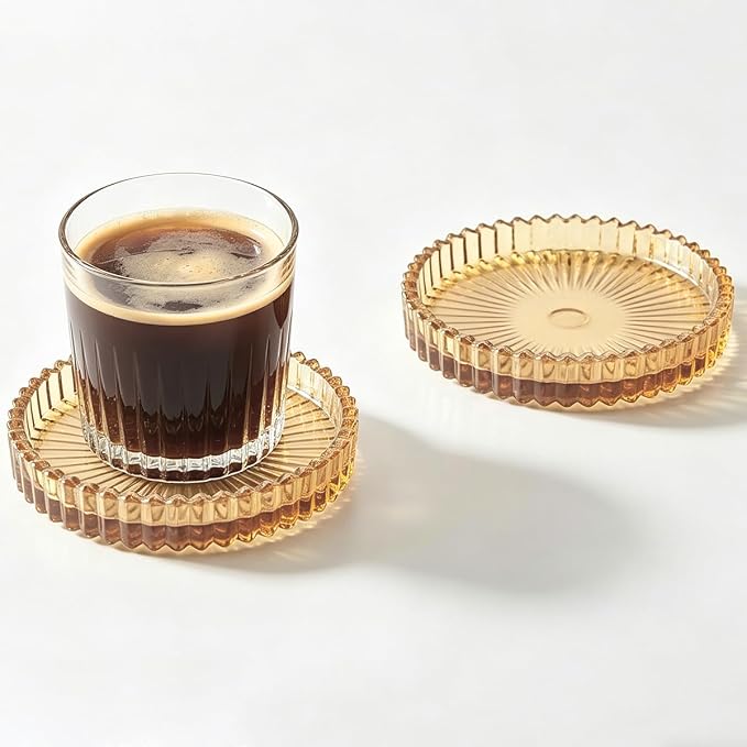 Round Modern Clear Coasters Set of 2, Glass Cup Coaster Modern Crystal Coasters by Unknown
