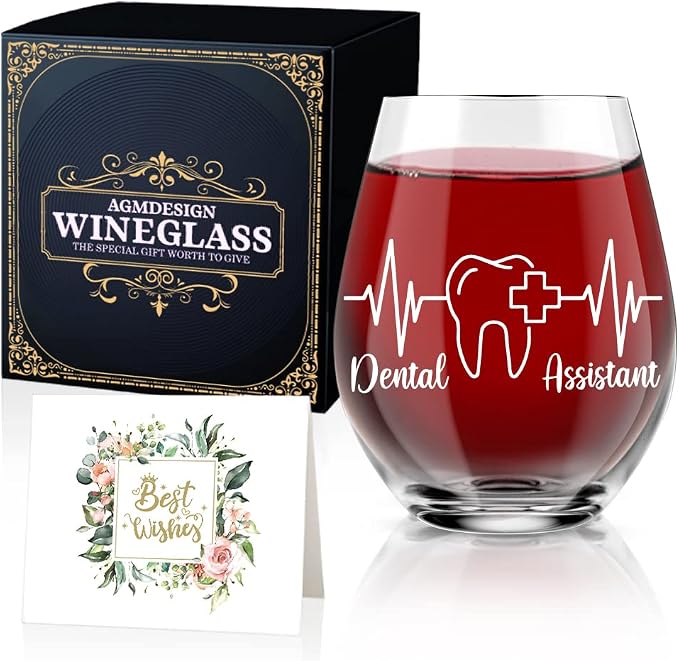 AGMDESIGN Funny Dental Assistant Wine Glass Gift Box, Appreciation Gifts by Unknown