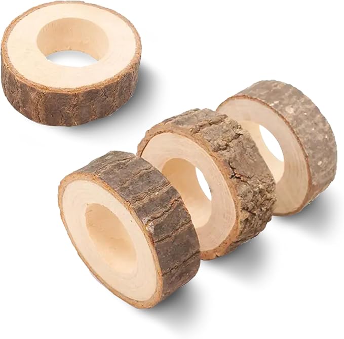 Jolitee's Handmade Rustic Wooden Napkin Rings Set of 4 | Elegant, Lightweight by Jolitee
