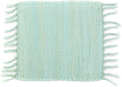 PILLOWPIA Handcrafted Chindi Rag Rug Hot Pad – 100% Cotton, Handwoven, Colorful & Eco-Friendly | Boho Kitchen Accessory for Table, Counter, or Serving Use - Aquatic