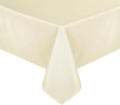 JIUZHEN Faux Linen Farmhouse Tablecloth Rectangular, Wrinkle Stain Resistant Table Cloth Rectangle Table Cover for Kitchen Dining, Champagne, 70 x 140 Inch