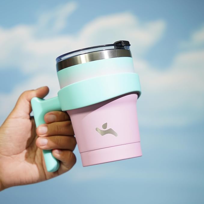 Konokyo 10 oz Tumbler with Handle and Straw, Insulated Travel Mug | Gum; - Image 5