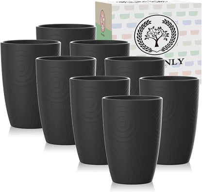 Homienly Wheat Straw Cups 8 PCS Plastic Cups Unbreakable Drinking Cup Reusable by HOMIENLY