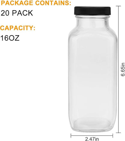 Vintage Water Bottles, Glass Drinking Bottles 16oz, Square Beverage 500ml - Image 2