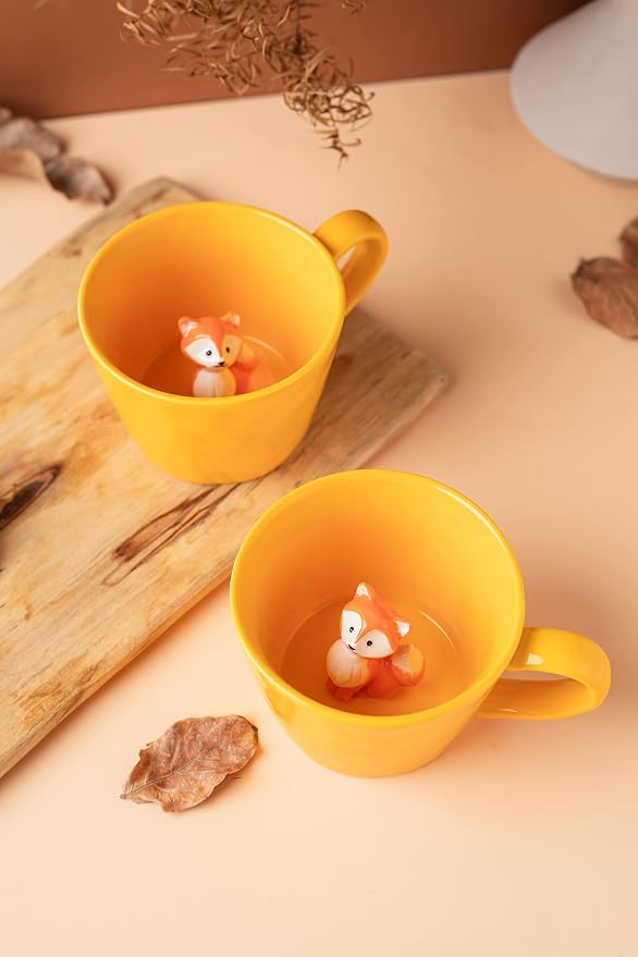 DIHOclub Fox Ceramic Cup Hidden 3D Animal Inside Mug, Cute Cartoon Handmade - Image 8