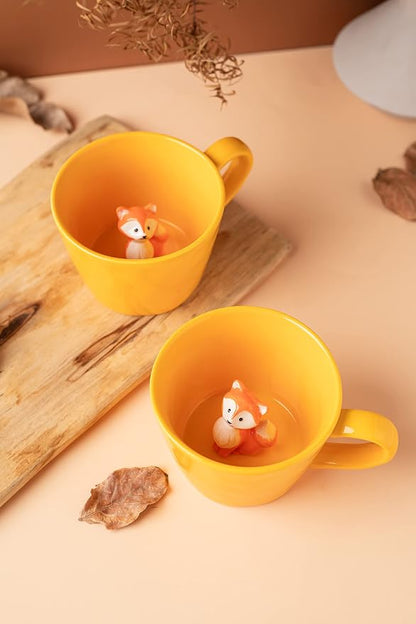 DIHOclub Fox Ceramic Cup Hidden 3D Animal Inside Mug, Cute Cartoon Handmade - Image 8