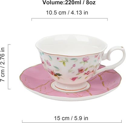 fanquare Rose Tea Cup and Saucer Set - Image 7