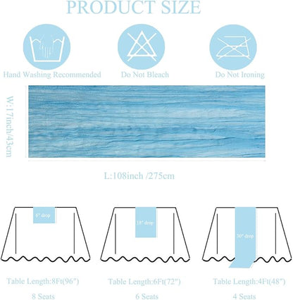 6Pack Baby Blue Cheesecloth Table Runner 17x108 inch Baby Blue Table Runner | - Image 3